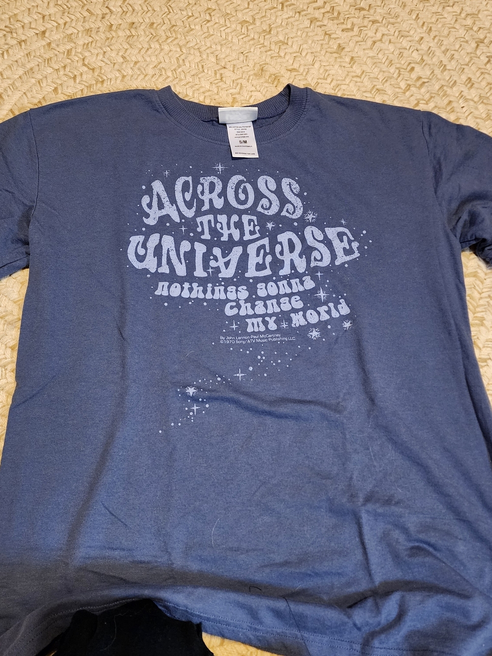 Beatles Lennon McCartney Lyrics Across the Universe Graphic Tee - Blue